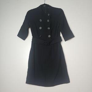 Dara Lamb Haute de Gamme Double Breasted Blazer Dress w/ Belt Black Size Small